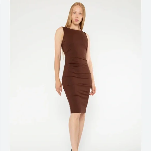 brown ponte dress Boden Women's Zinnia Tie Ponte Midi Dress in Brown main image 0
